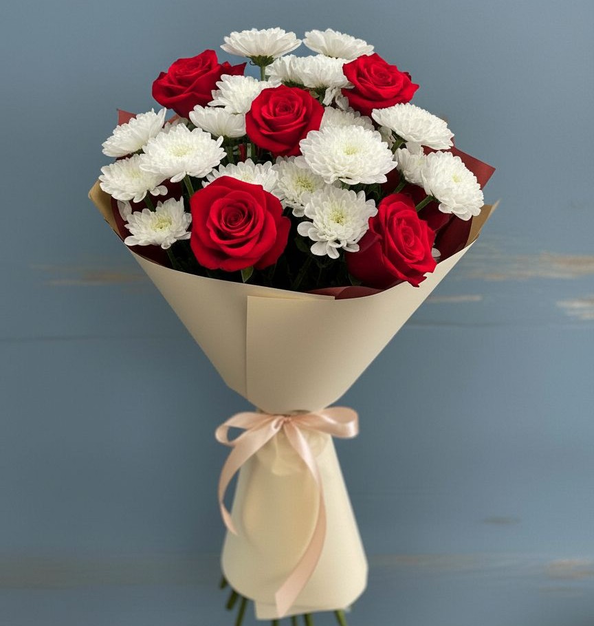 Букет цветов из: Розы и Хризантемы в Майкопе