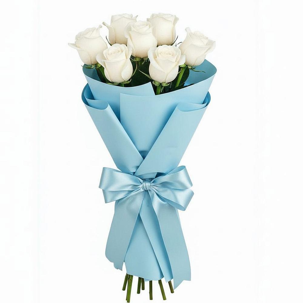 Букет 7 белых роз Проуд в Майкопе
