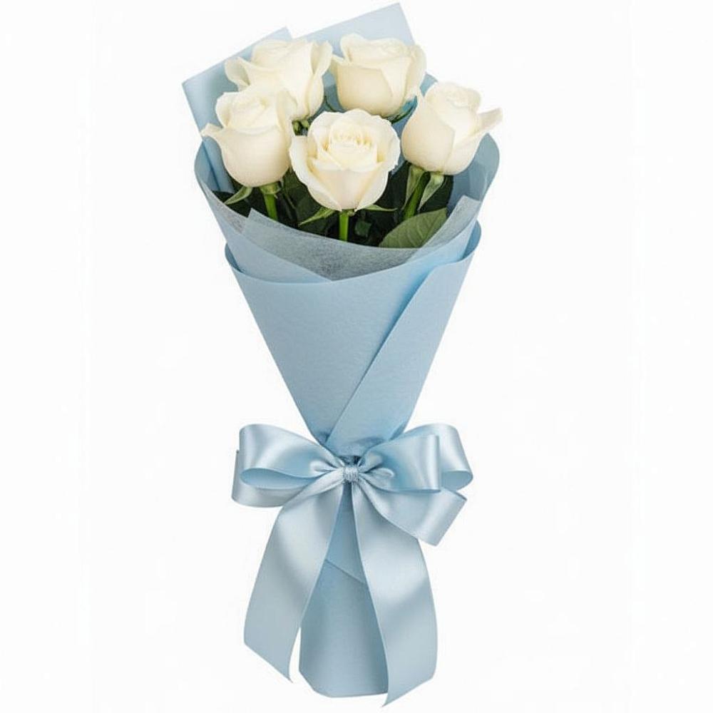 Букет 5 Белых роз Проуд в Майкопе