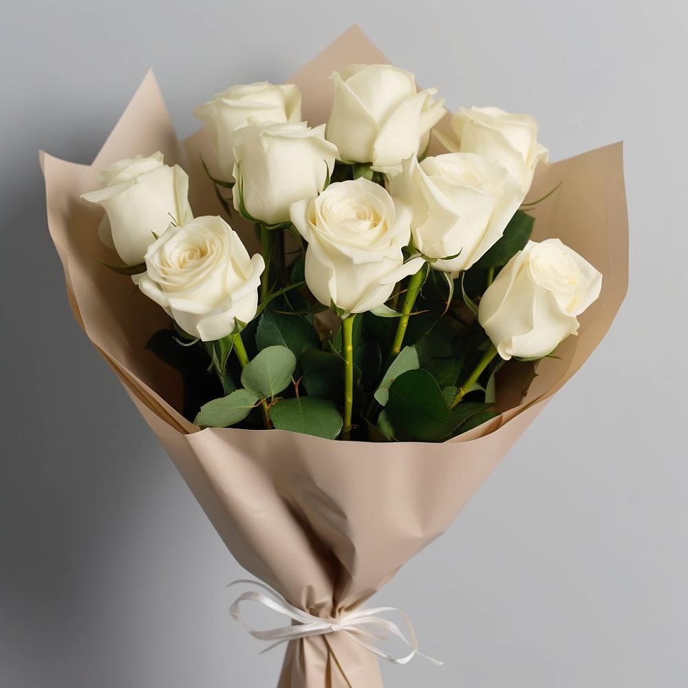 Букет 9 Белых роз Эдлесс Лав в Майкопе