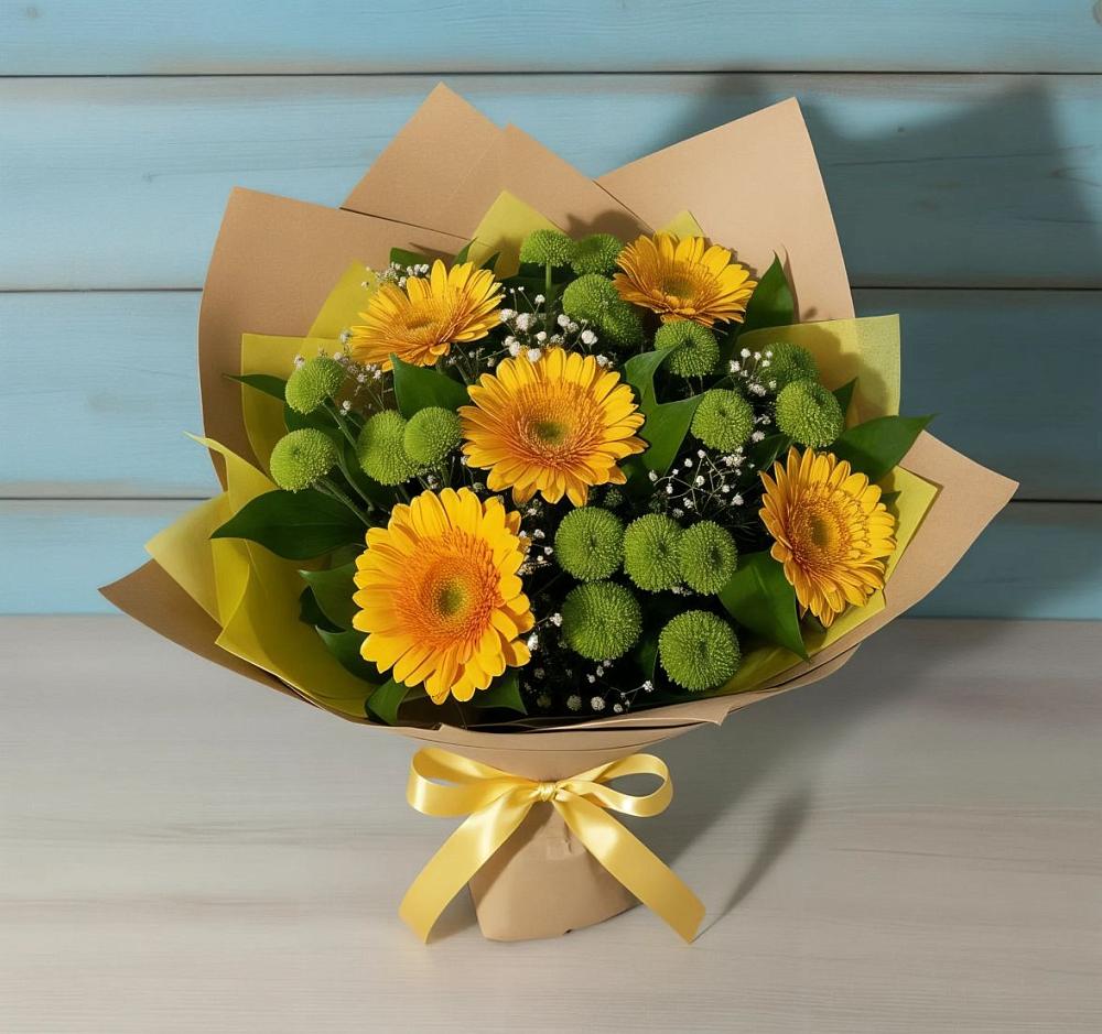 Букет цветов из: Герберы и Хризантемы в Майкопе