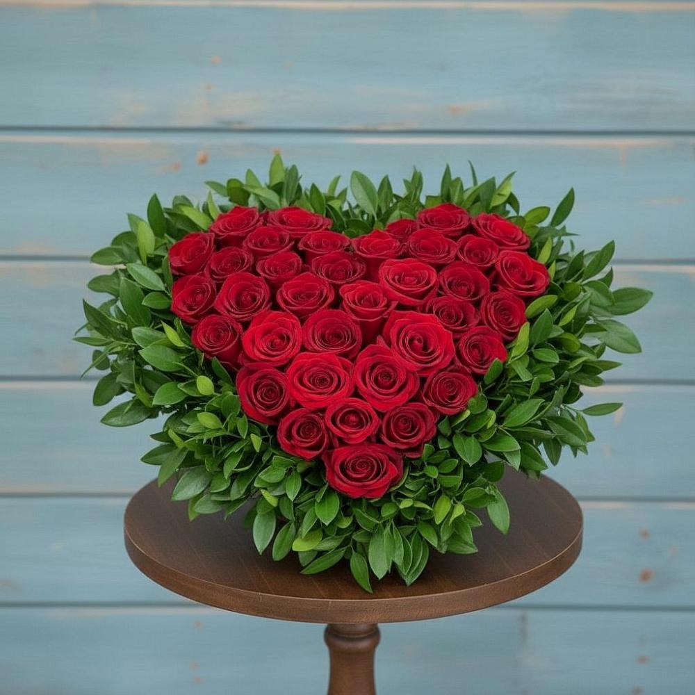 Цветочная композиция из Розы в виде сердца в Майкопе