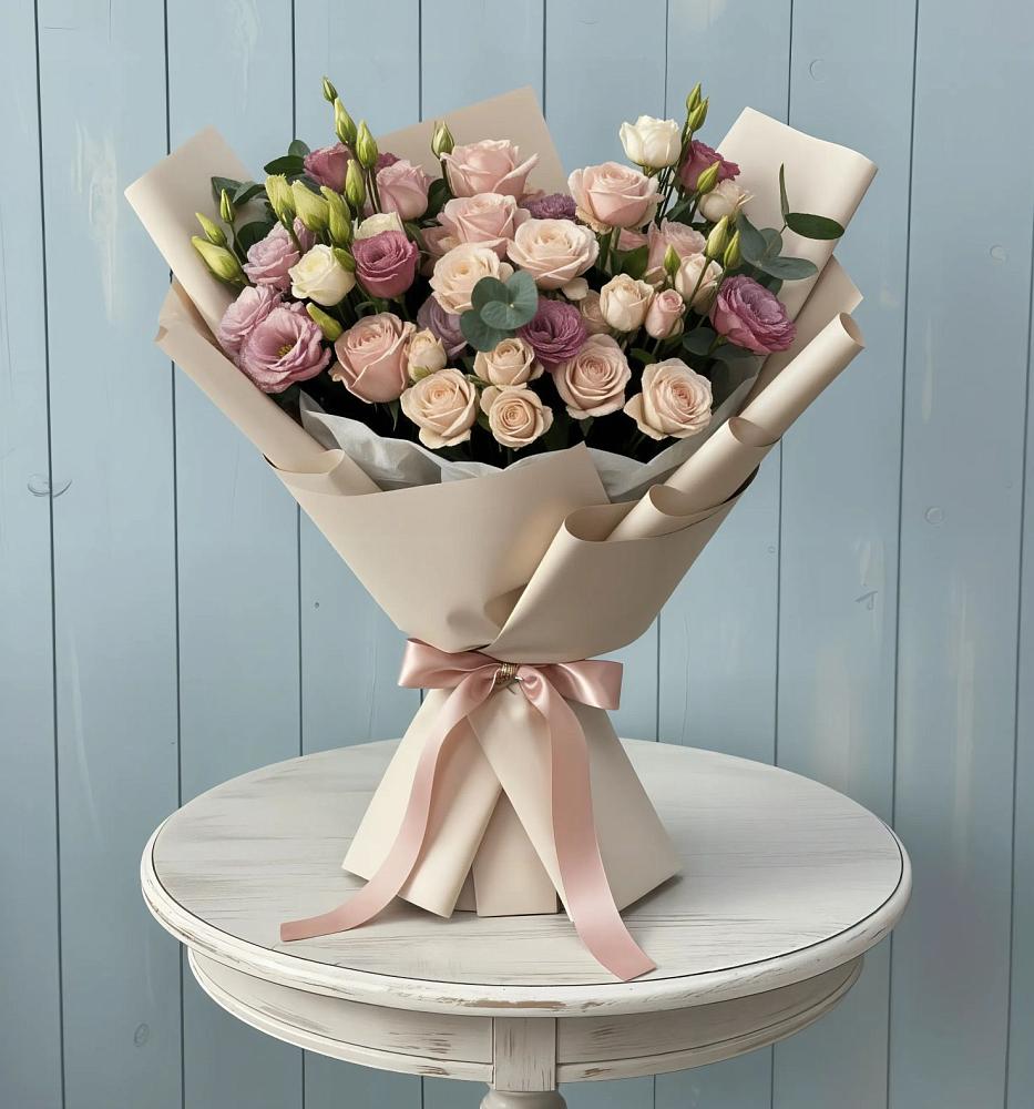 Букет цветов из: Розы и Лизиантусы в Майкопе