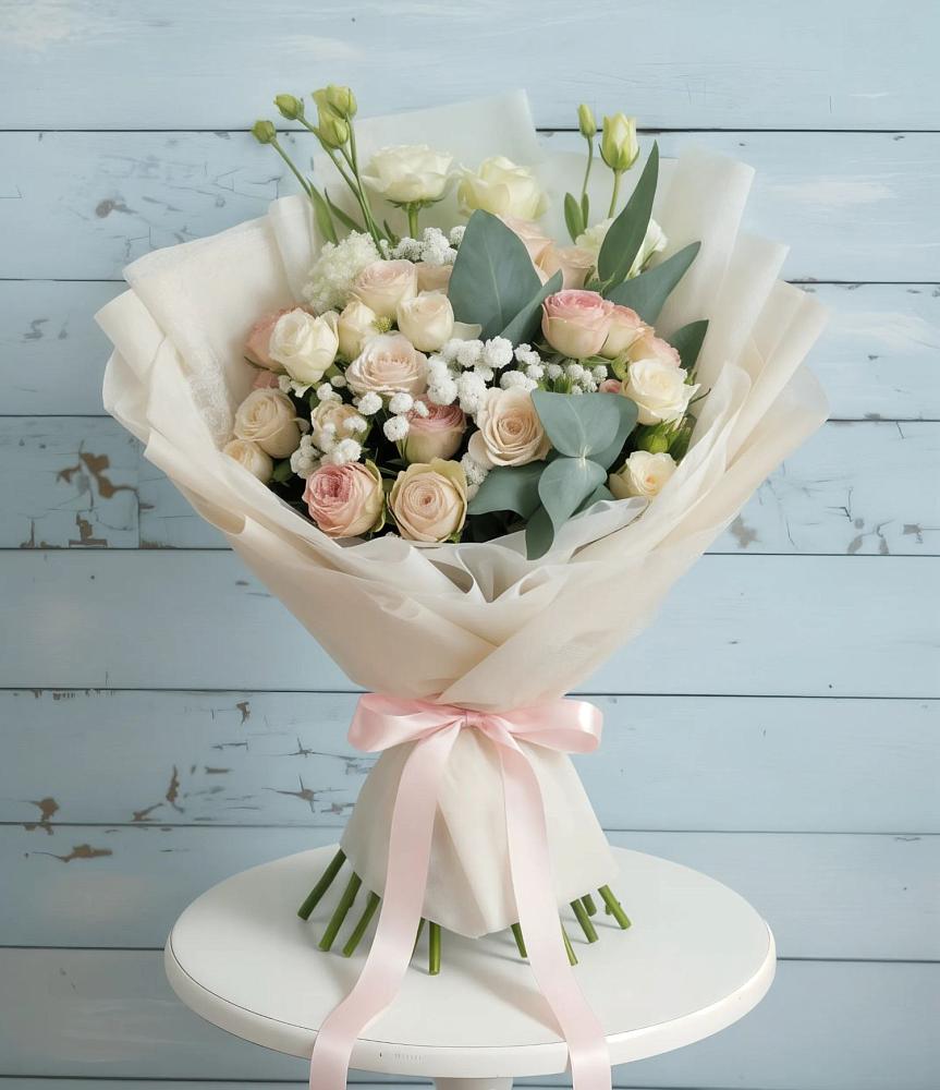 Букет цветов из: Розы и Лизиантусы в Майкопе