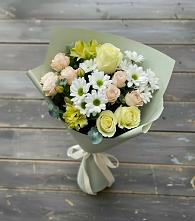 Букет цветов из:  Альстромерии, Розы и Хризантемы в Майкопе